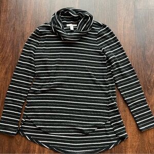 Dana Buchman Striped Black and White Women's mock neck Sweater